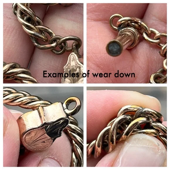 62.32 Gram Antique Gold Filled Albert Watch Curb Chain with T-Bar- 15.5” - Picture 11 of 14